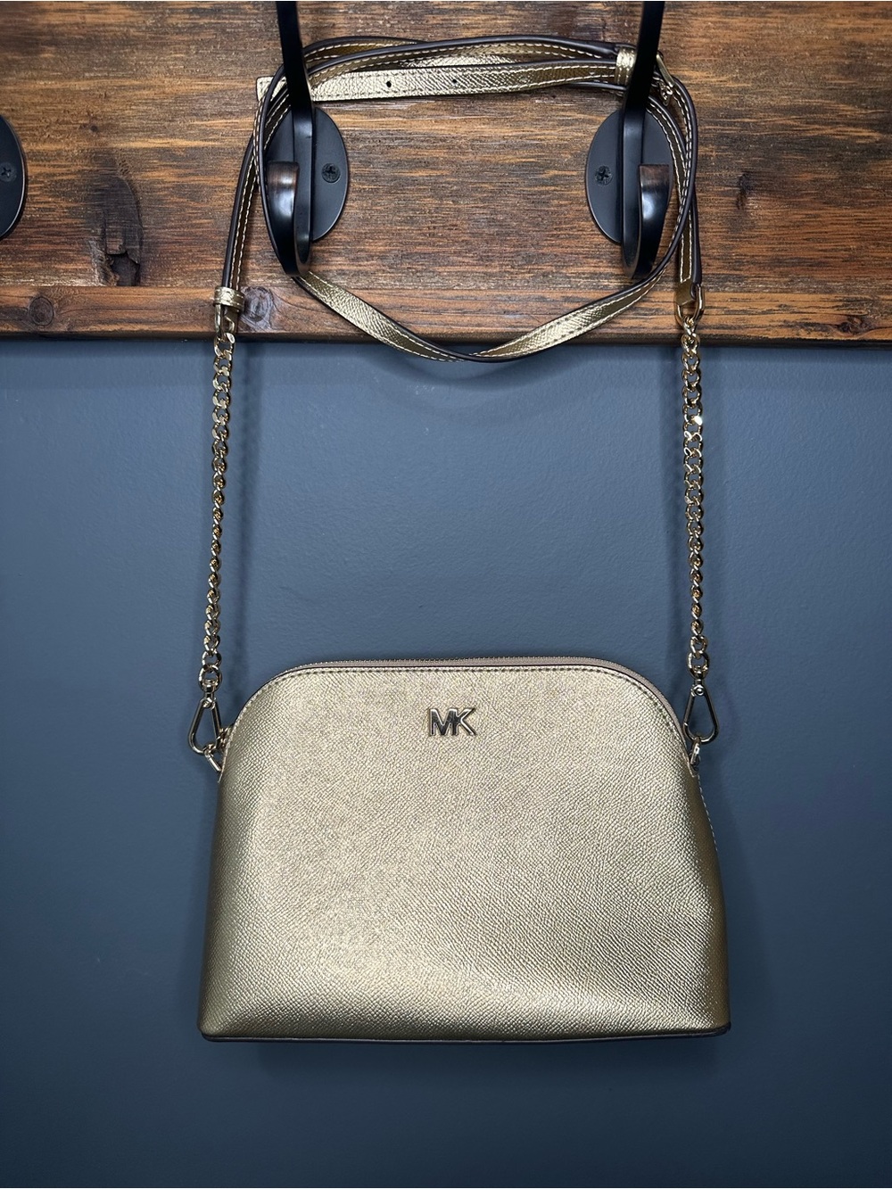 Michael Kors Metallic Gold Saffiano Crossbody Bag